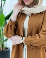 شومیز مانتویی آستین پف - تصویر 4