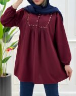 شومیز مانتویی زنانه نورا با جنس لینن، طراحی گلدوزی‌دار، یقه گرد، دکمه‌دار و مناسب سایزهای ۳۸ تا ۴۶ در ۹ رنگ متنوع