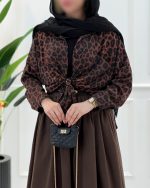شومیز پلنگی زنانه و دخترانه سوپرسافت با یقه مردانه و جیب تزیینی، فری سایز مناسب سایز ۳۸ تا ۴۶، مناسب مهمانی و دورهمی