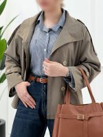 ترنچ کت دخترانه یقه ایستاده با جنس سانتانا، فری سایز، مناسب پاییز و زمستان با رنگ‌بندی متنوع و طراحی خاص