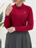گپ موهر زنانه و دخترانه با یقه ایستاده، داخل پشمی، طرح راه‌راه و گل سینه، مناسب فصل سرد، در رنگ‌های متنوع و فری‌سایز