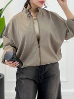بامبر نازی زنانه با یقه ایستاده و سرشانه افتاده در پنج رنگ متنوع، مناسب فصول سرد و استایل اسپرت دخترانه