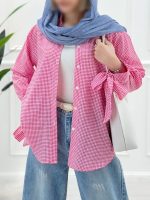 شومیز مانتویی آستین گره - تصویر 6