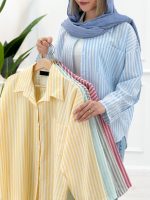 شومیز مانتویی آستین دکمه