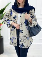 شومیز مانتویی گلدار - تصویر 7