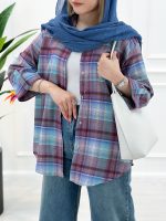 شومیز مانتویی چهارخونه سوین