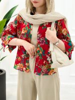 شومیز گلدار پشت پیله نورسا - تصویر 9